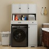 ORRD Over-Washer & Dryer Storage Cabinet with Laundry Basket, 4 Doors, Drawer & Adjustable Shelves, Antique White - 2 of 4