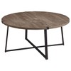 Modern Grey Round Coffee Table with Open Base, Sleek Melamine Finish for Living Room - 4 of 4