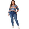 Agnes Orinda Women's Plus Size Tie Dye 3/4 Sleeve Side Slit V Neck Trendy Spring Tops - 3 of 4