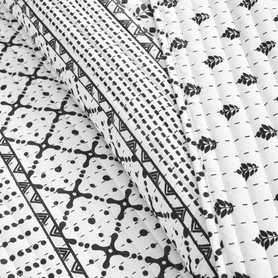 Full/Queen Black and White Microfiber Reversible Quilt Set