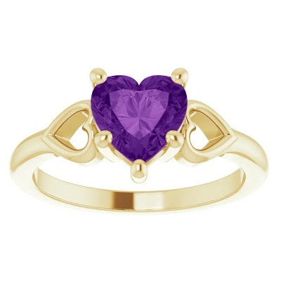 Pompeii3 7mm Amethyst Women's Heart Ring in 14k Gold 5.5mm Tall