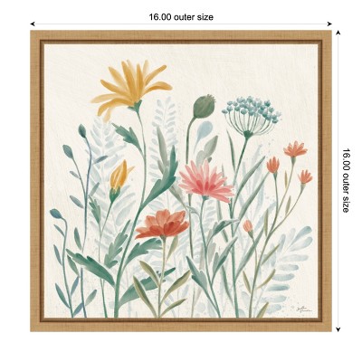 Wildflower Vibes III Floral Canvas Print with Maple Frame