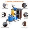 Cleaning Cart, Janitorial Cart - 3 Shelf Trolley with 16-Gallon Trash Bag, 165 Lbs Capacity, 6 Silent Wheels for Hotels, Schools, Offices - 2 of 4