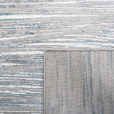Blue and Gray Abstract Square Synthetic Area Rug