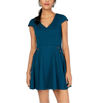 City Studio Womens Sailor-Button Fit & Flare Dress, Green, 11