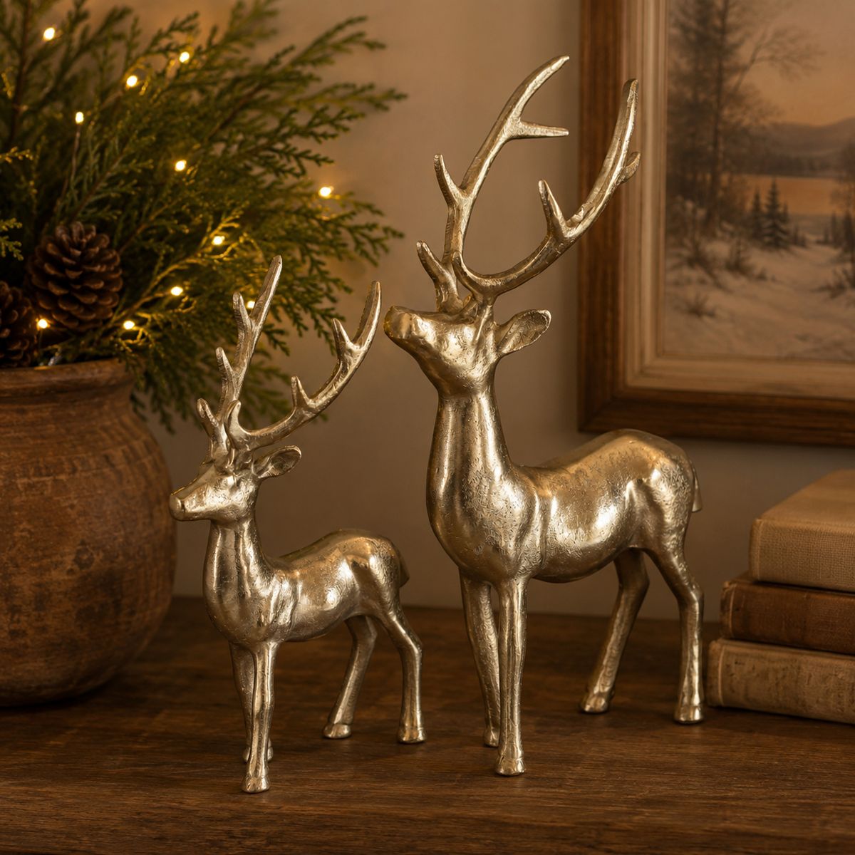 Saro Lifestyle Decorative Reindeer Figurine - Sculpted Holiday Tabletop Accent, Rustic Seasonal Decor for Shelves, Mantels and Festive Displays - thumbnail 3