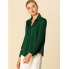 INSPIRE CHIC Women's Elegant V Neck Long Sleeve Office Work Satin Shirt - 4 of 4