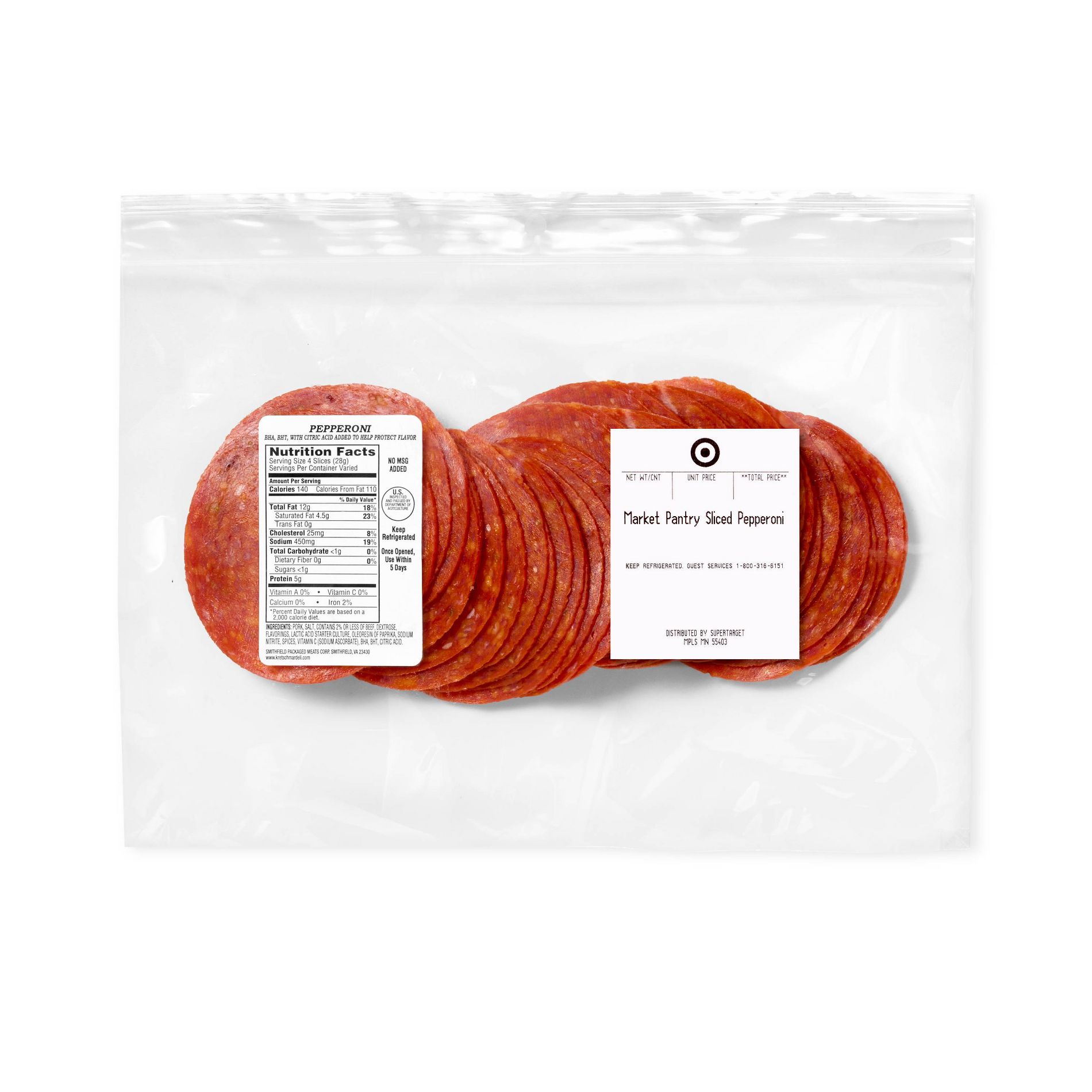 Deli Fresh Sliced Hard Pepperoni - price per lb - Market Pantry™