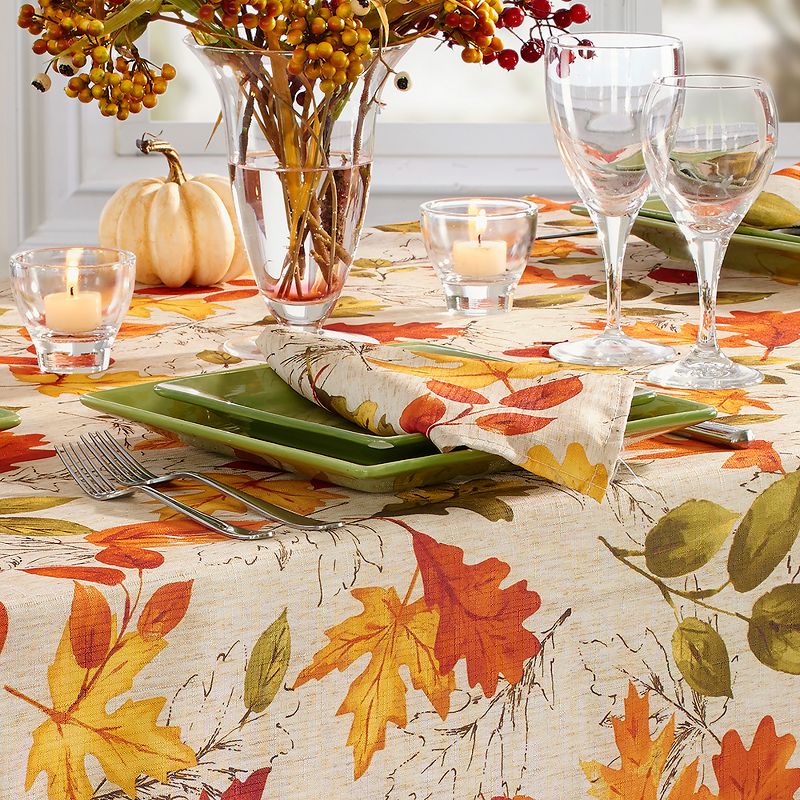 Autumn Leaves Fall Printed Tablecloth - Orange/Yellow - Elrene Home Fashions, 3 of 4