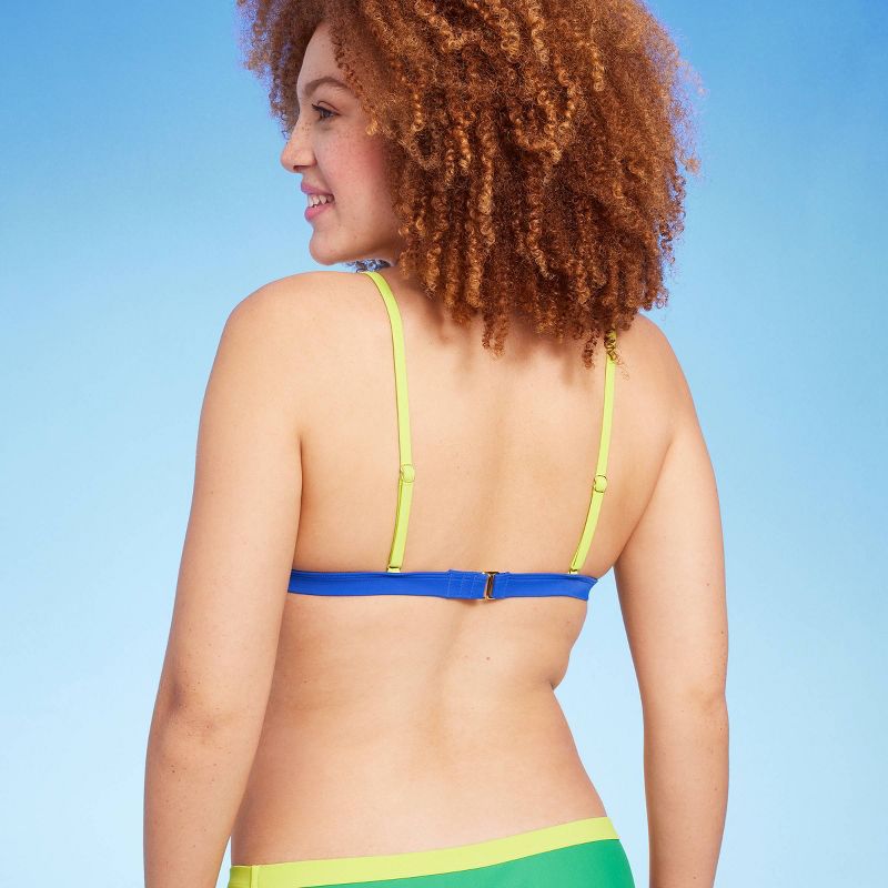 Women's Colorblock Triangle Bikini Top - Wild Fable™ Green/Blue, 6 of 7