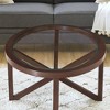 LIVAREEmlen Modern Simple Glass Coffee Table, Tempered Glass Coffee Table Solid Wood Base Round Transparent Glass Top(¨Brown) - 4 of 4