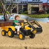 Red 12V 3 in 1 Kids Ride On Excavator Tractor With Detachable Trailer Remote Control Led Lights  Music And Safety Features Red - 2 of 4
