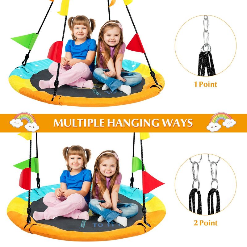 Costway 40'' Flying Saucer Tree Swing Indoor Outdoor Swing w/Hanging Strap Helicopter, 5 of 11