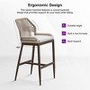 PURPLE LEAF Patio Sunbrella Bar Stools Set of 2 Handwoven Wicker Bar Height Stool Modern Aluminum Outdoor Wicker Barstools with Back and Cushion - 4 of 4