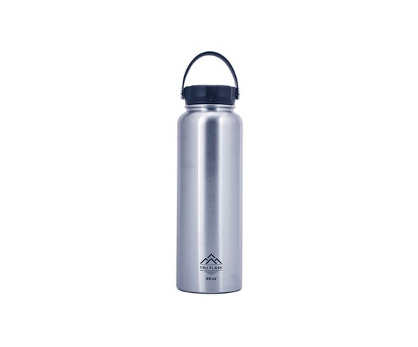 Truflask Double Insulated 40 Oz Wide Mouth Water Bottle, Stainless Steel