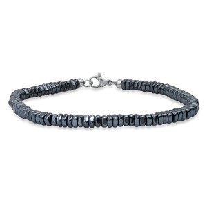 Steeltime Men's hematite beads and stainless steel clasp bracelet - 1 of 4
