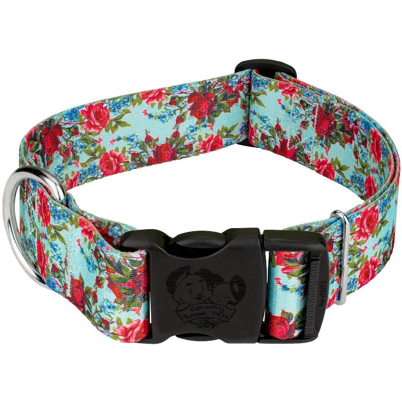 Country Brook Petz 1 1/2 Inch Deluxe Vintage Roses Dog Collar, 1 of 6
