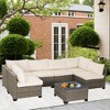 Chic Crate-All-Weather 7-Piece Gray PE Wicker Patio Furniture Set – Beige Cushioned Seats & Coffee Table - 2 of 4