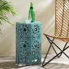 MOEPISY 14 inch Patio End Table With Sunburst Cut Out Design, Teal - 4 of 4