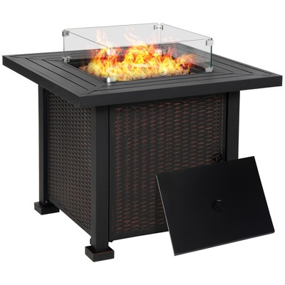 Outsunny 34 Square Propane Gas Fire, Hayneedle Propane Fire Pit Table