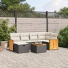 vidaXL 7 Piece Patio Sofa Set with Cushions Black Poly Rattan - Black and Cream without Storage - 2 of 4