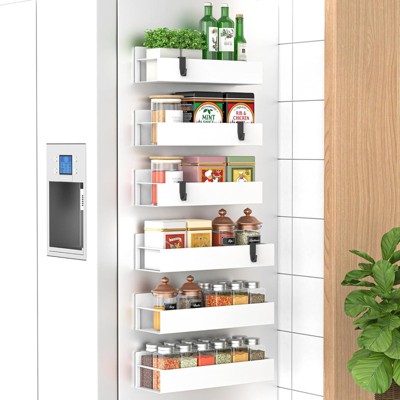 Attop 6 Pack Magnetic Spice Storage Rack Organizer for Refrigerator and Oven, White Fridge Organizers and Storage