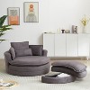 KWPZQEB Oversized Swivel Chair with Moon Storage Ottoman, Barrel Big Round Chair, Modern Accent Round Loveseat Circle Swivel Barrel Chairs for Bedroom - 3 of 4