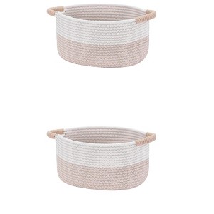 REGALWOVEN 2 Pack Woven Handles Shelf Closet Storage Basket - 1 of 4