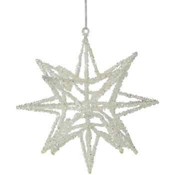 Northlight 10" White 3-D Glittered Star Christmas Ornament