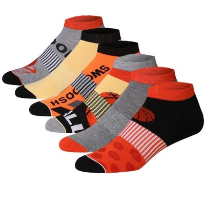 JAMES FIALLO Men's 6-Pairs Low Cut Basketball Design Athletic Sport Socks