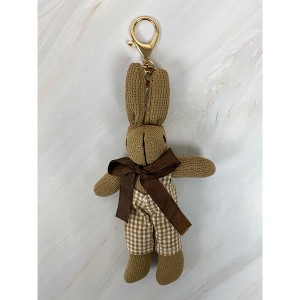 Wrapables Cute Plush Keychain Pendant Charm for Bag, Gingham Bunny - 1 of 3
