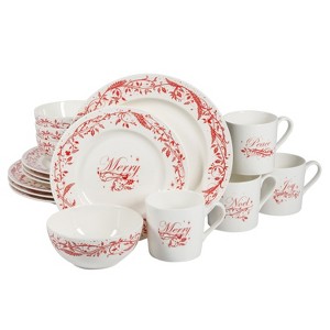 Martha Stewart Holiday Vines 16-Piece Porcelain Dinnerware Set - 1 of 4