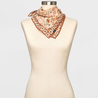Women's Floral Print Bandana - Universal Thread™ Pink/Brown
