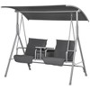 Resenkos 2-Seater Swing With Canopy & Table, Patio Garden Swing, Poolside Backyard Relaxation, Gray - 2 of 4