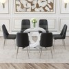 NicBex Dining Table Set for 6 Kitchen Table Rectangular Transprant Tempered Glass Dining Tabletop with 6 PU Chairs, Black - 3 of 4