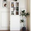 Lycvki 70.87" H Display Storage Cabinet Bookshelf with 4 Tier Pull-out storage shelf and 2 Glass Doors - 3 of 4