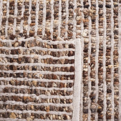 Ivory and Taupe 3' x 5' Handmade Wool Flat Woven Area Rug