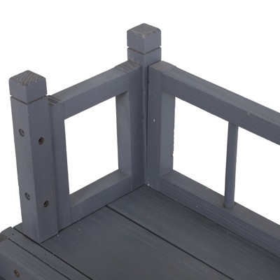 Gray Wooden 2-Level Outdoor Cat House with Balcony