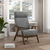 Fabric Upholstered High-Back Accent Chair with Attached Cushions, Cushion Seat and Back, Solid Wood Frame and Walnut Finish - 2 of 4