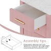TIRAMISUBEST Upholstered Wooden Nightstand with 3 Drawers and Metal Legs&Handles, Bedside Table with Marbling Stickers Worktop - 3 of 4