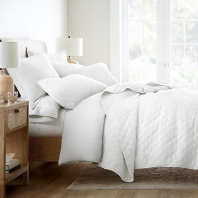 Stripes Floral and Diamonds Quilted Coverlet Set With Shams - Becky Cameron