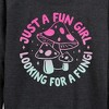 Women's - Instant Message - Just A Fun Girl Looking For A Fungi Lightweight French Terry Wide Neck Long Sleeve Graphic Shirt - 2 of 4