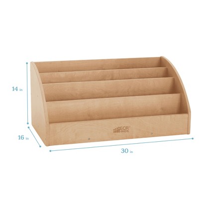 Natural Birch Toddler Book Display with Adjustable Shelves