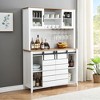 WhizMax 70" Farmhouse Coffee Bar Wine Cabinet with Sliding Barn Doors, Tall Kitchen Hutch with Wine & Glasses Rack, for Kitchen, Dining Room, Oak - 3 of 4