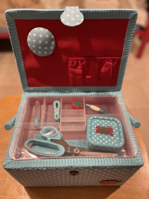 Dritz Large Sewing Basket Kit Aqua Dots : Target