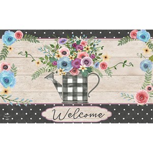 Briarwood Lane Doormat 30x18 Indoor Outdoor Buffalo Check Watering Can Spring For Spring Doormat - 1 of 4