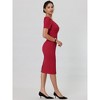 Hobemty Women's Vintage Sweetheart Neck Puff Short Sleeve Midi Pencil Dress - 3 of 4