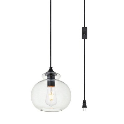 Destry Black Iron and Clear Glass Globe Pendant Light