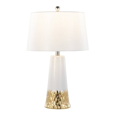 Penelope 22" White Ceramic Table Lamp with Metal Accent