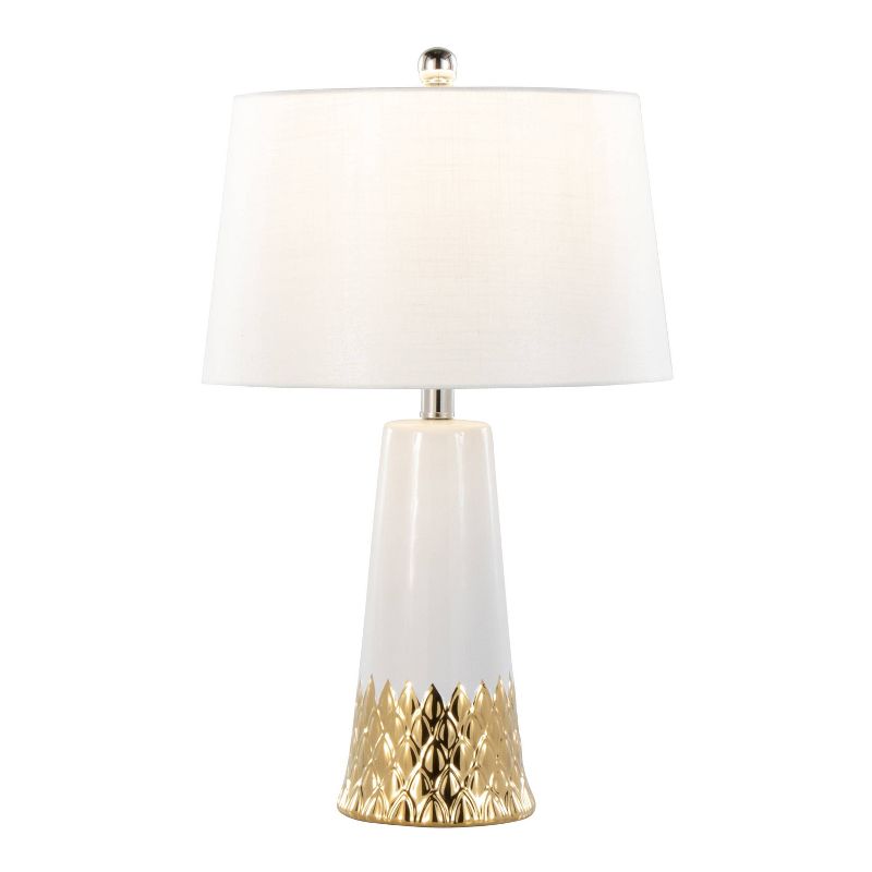LumiSource Penelope 22&#34; Contemporary Ceramic Table Lamp with White and Gold Ceramic Body and White Shade, 2 of 7